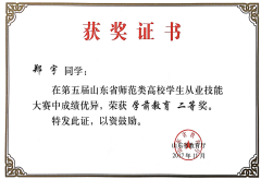 第五届山东省师范类高校学生从业技能大赛获奖